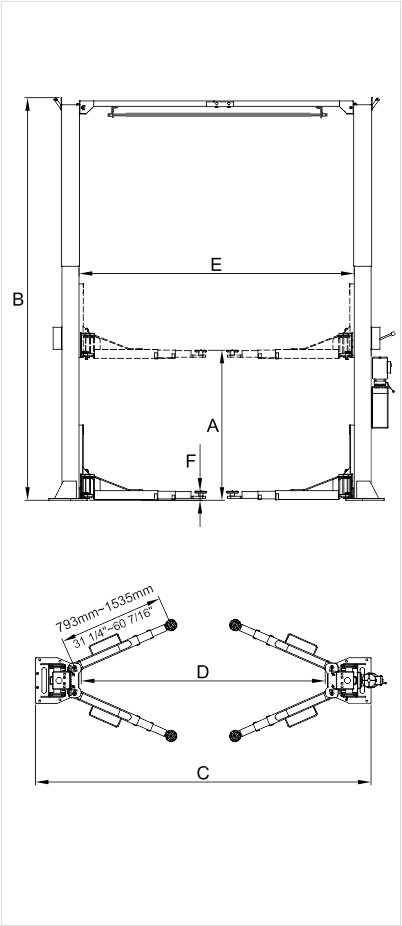 2 Post Lift Points Guide.pdf PEAK 212C Clear Floor Two Post Lift